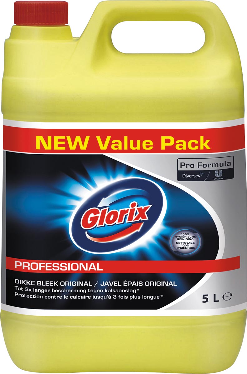 Glorix Pro Formula toiletreiniger dikke bleek Original met chloor, fles van 5 l Glorix Pro Formula toiletreiniger dikke bleek Original met chloor, fles van 5 l
