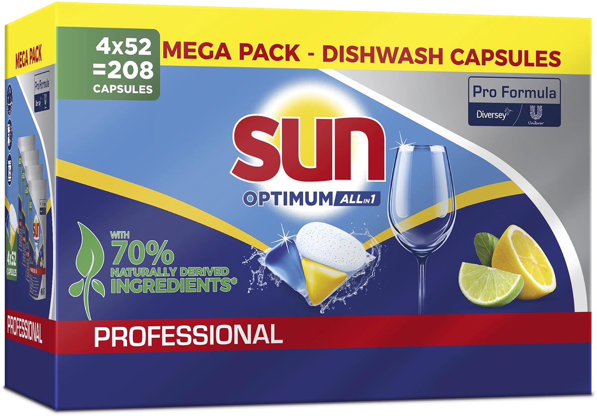 Sun Pro Formula Optimum all vaatwastabletten, doos van 4 x 52 stuks afbeelding