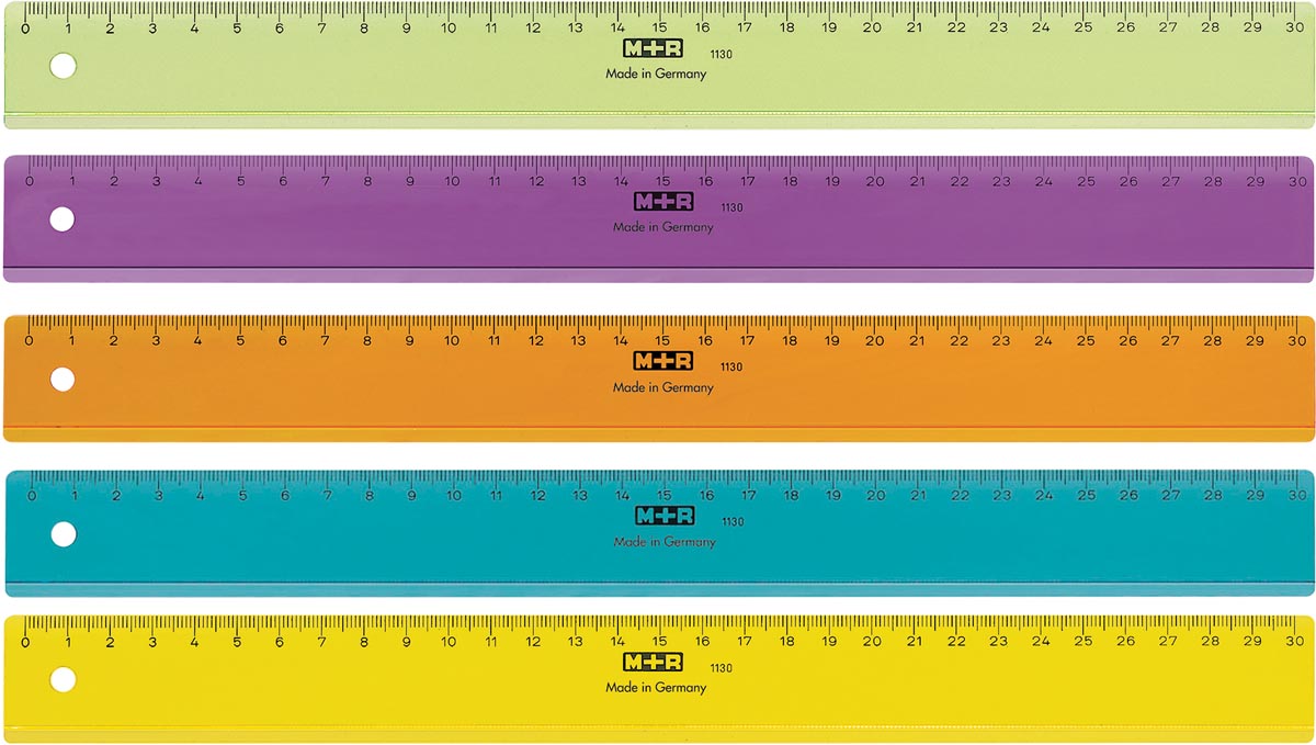 M+R lat, uit plastic, in geassorteerde kleuren, 30 cm