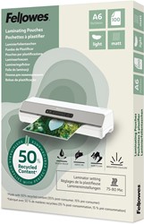 Fellowes lamineerhoes 50 % gerecycleerd, mat, ft A6, pak van 100 stuks