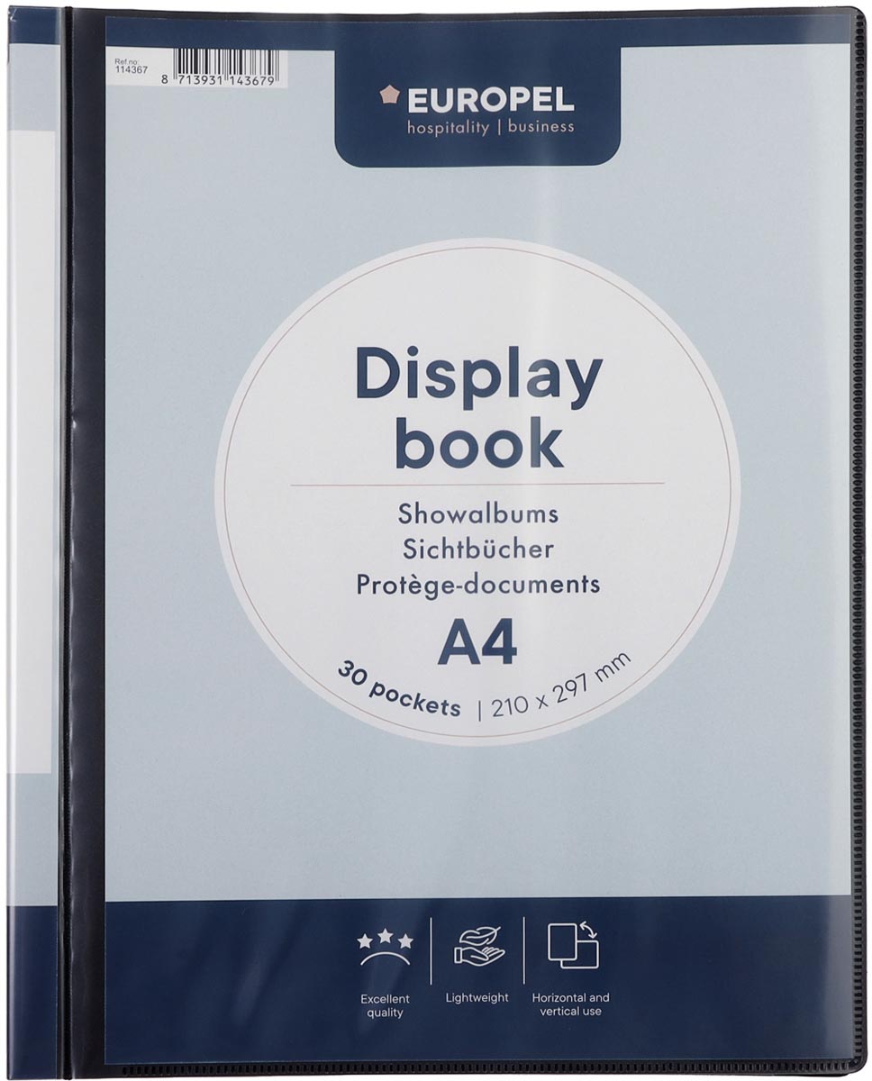 Europel showalbum Opus Frontview, ft A4, PP, 30 tassen, antraciet
