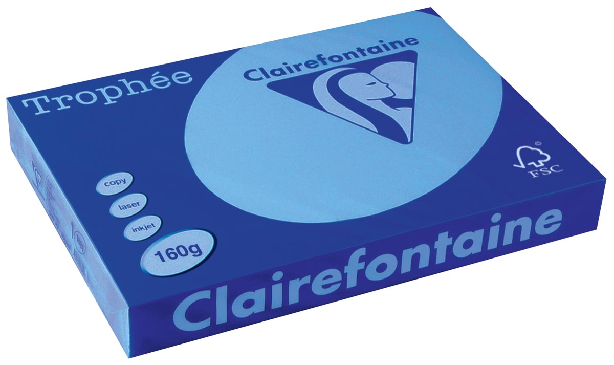 Clairefontaine Trophée Intens, gekleurd papier, A3, 160 g, 250 vel, koningsblauw afbeelding