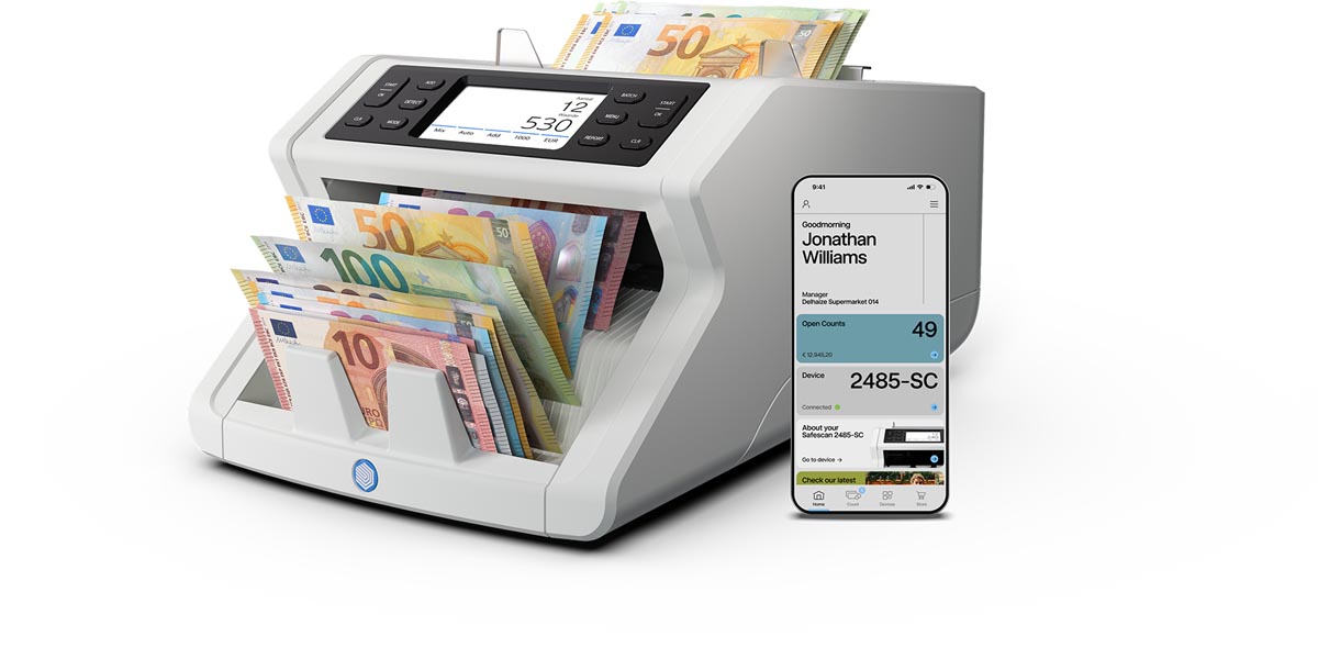 Safescan biljettelmachine 2485-SC, incl  app, met 8-voudige valsgelddetectie