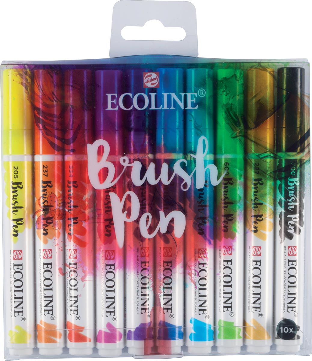 Talens Ecoline Brush Pen Etui Met 10 Stuks In Geassorteerde Kleuren huismerk kopen in de aanbieding