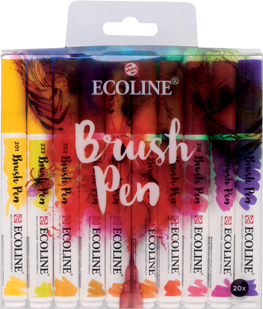 Talens Ecoline Brush Pen Etui Met 20 Stuks In Geassorteerde Kleuren huismerk kopen in de aanbieding