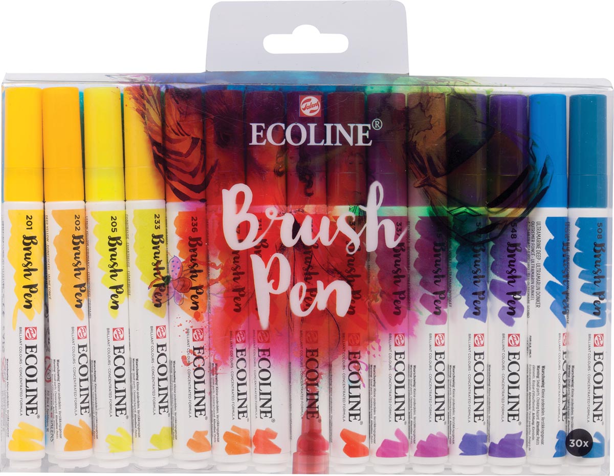 Talens Ecoline Brush Pen Etui Van 30 Stuks In Geassorteerde Kleuren huismerk kopen in de aanbieding