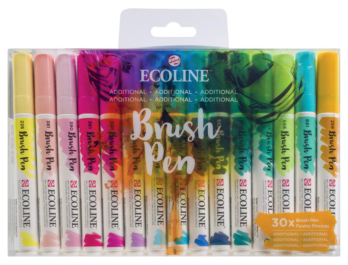 Talens Ecoline Brush pen, etui van 30 stuks, additioneel Talens Ecoline Brush pen, etui van 30 stuks, additioneel