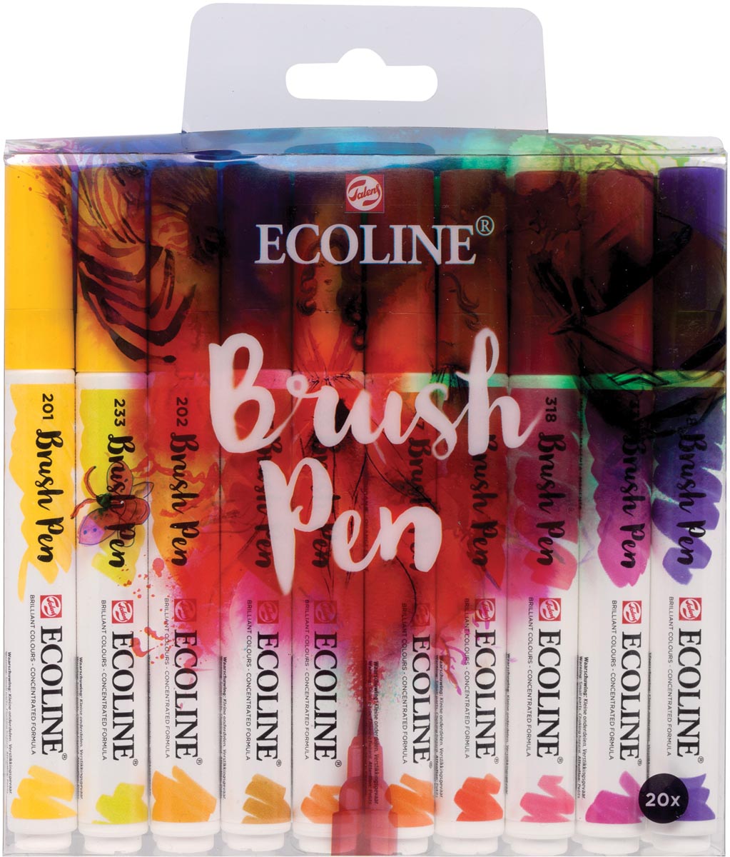 Talens Ecoline Brush pen, etui met 20 stuks in geassorteerde kleuren