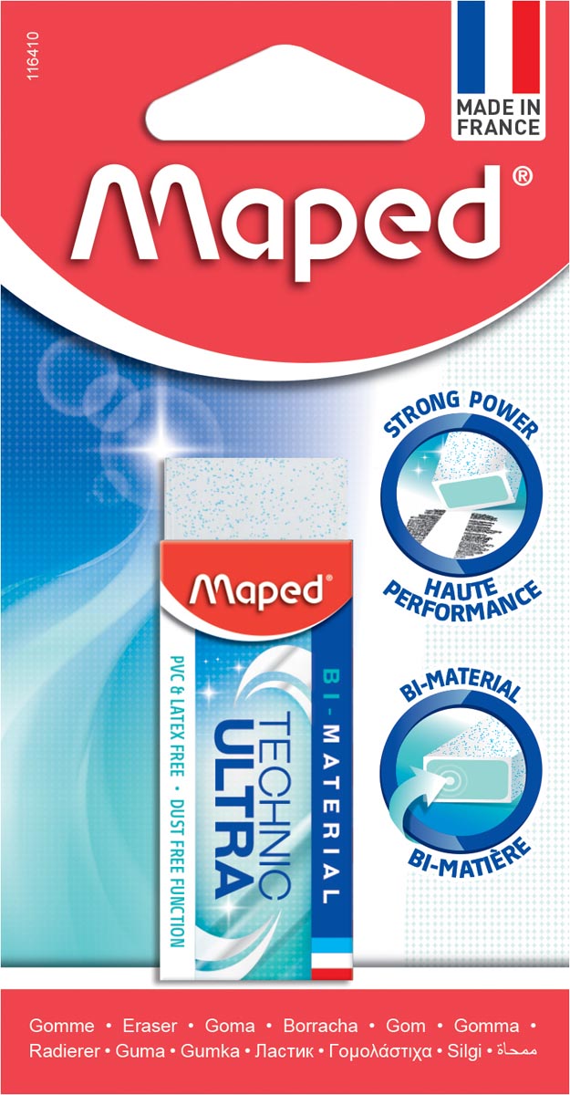 Maped gum Technic Ultra, wit, blister met 1 stuk