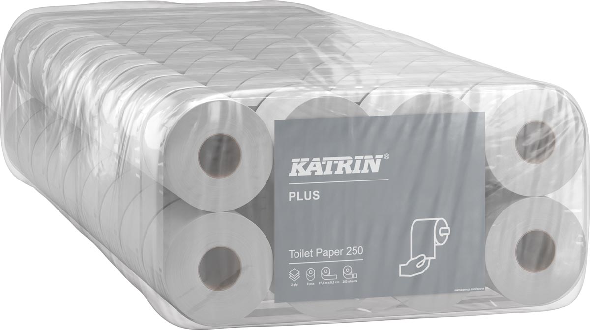 Katrin Plus toiletpapier Soft, 3-laags, 250 vel per rol, pak van 8 rollen afbeelding