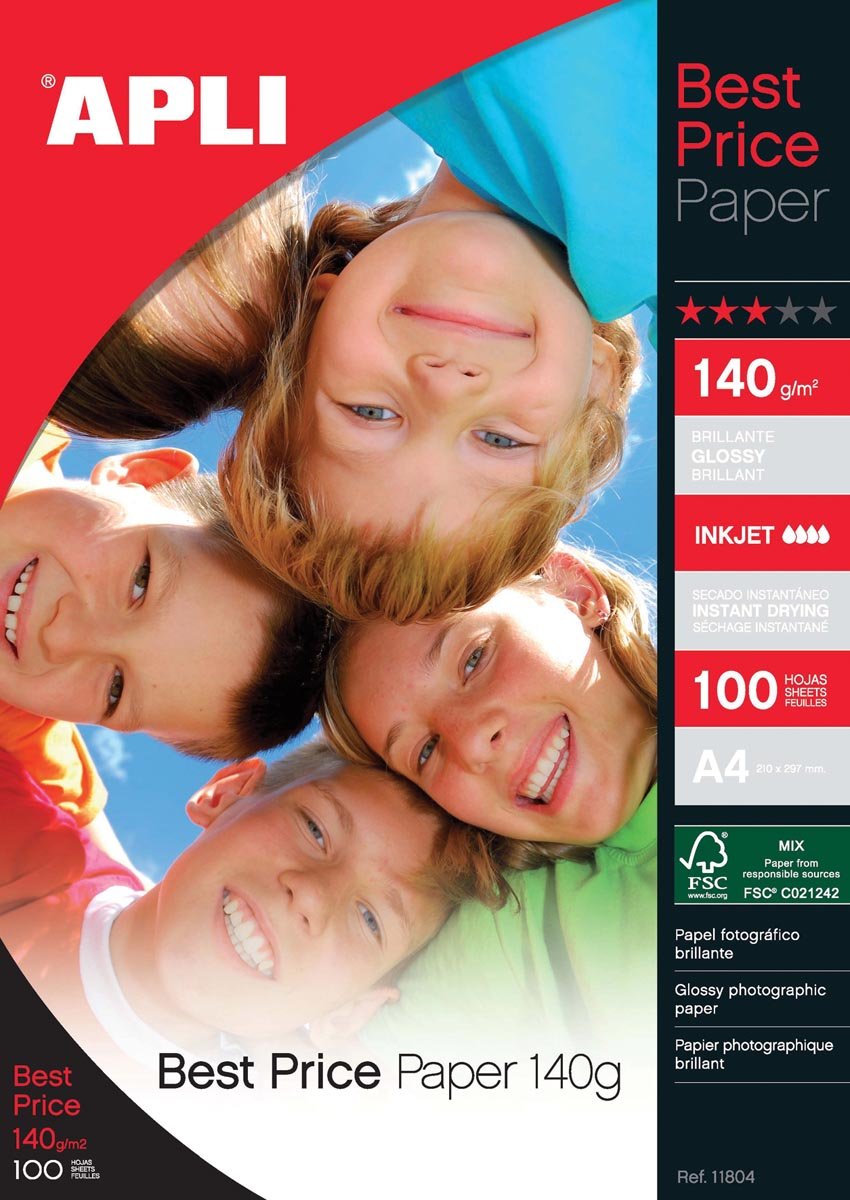 Apli fotopapier Best Price ft A4, 140 g, pak van 100 vel afbeelding