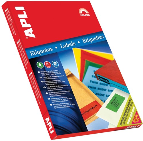 Apli Gekleurde etiketten ft 70 x 37 mm (b x h), rood, 2.400 stuks, 24 per blad