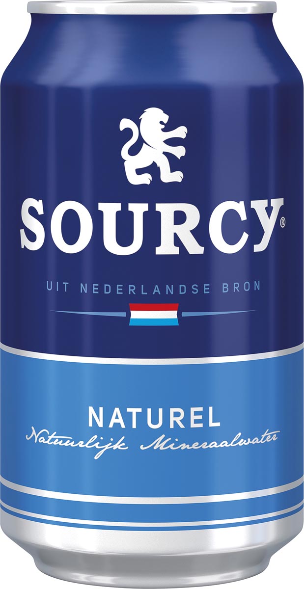 Sourcy mineraalwater, niet bruisend, blik van 33 cl, pak van 24 stuks, blauw