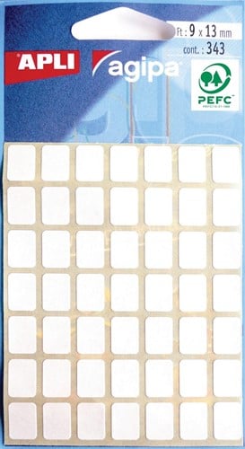Agipa witte etiketten in etui ft 9 x 13 mm (b x h), 343 stuks, 49 per blad