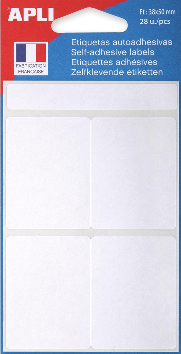 Agipa witte etiketten in etui ft 38 x 50 mm (b x h), 28 stuks, 4 per blad afbeelding