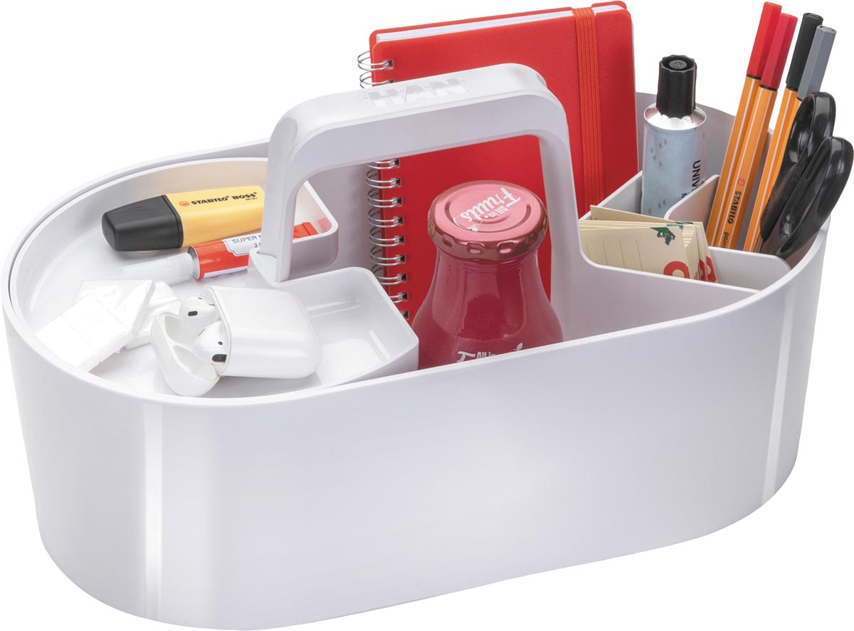 Han Toolbox Loft draagbare bureaustandaard met schaal, 4 vakken, wit (Snow White) Han Toolbox Loft draagbare bureaustandaard met schaal, 4 vakken, wit (Snow White)