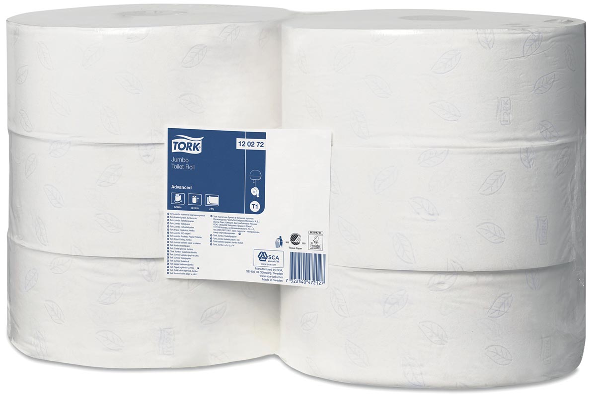 Tork toiletpapier Jumbo, 2-laags, systeem T1, pak van 6 rollen afbeelding