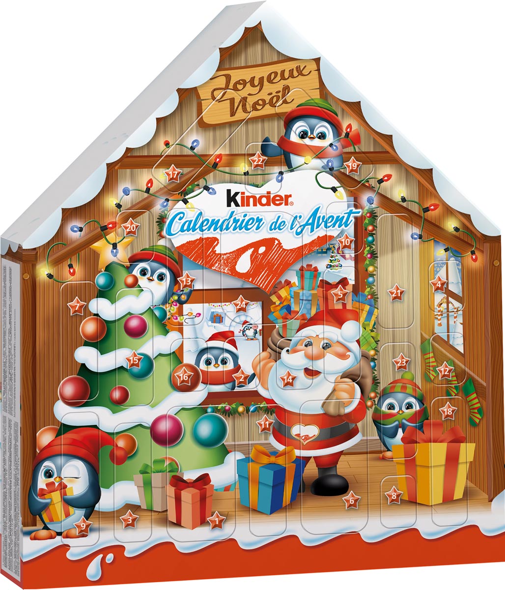 Kinder Adventskalender - tel af tot Kerst - Kinder chocolade mix - 24 chocoladefiguren - 184g