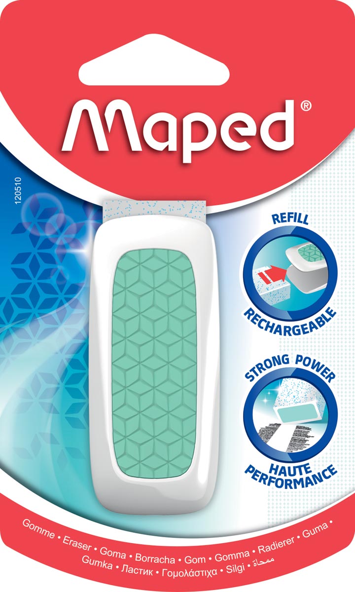 Maped gum Technic Ultra Protection, 1 stuk op blister, in geassorteerde kleuren