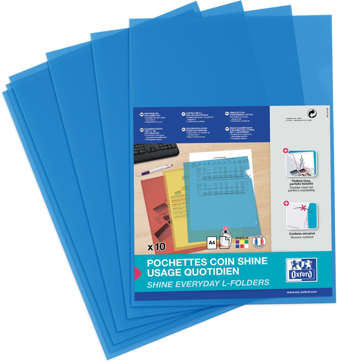 OXFORD Shine L-map, pak van 10 stuks, blauw afbeelding