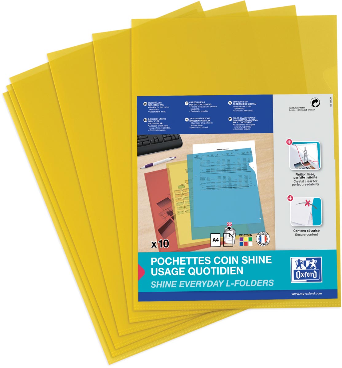 OXFORD Shine L-map, pak van 10 stuks, geel
