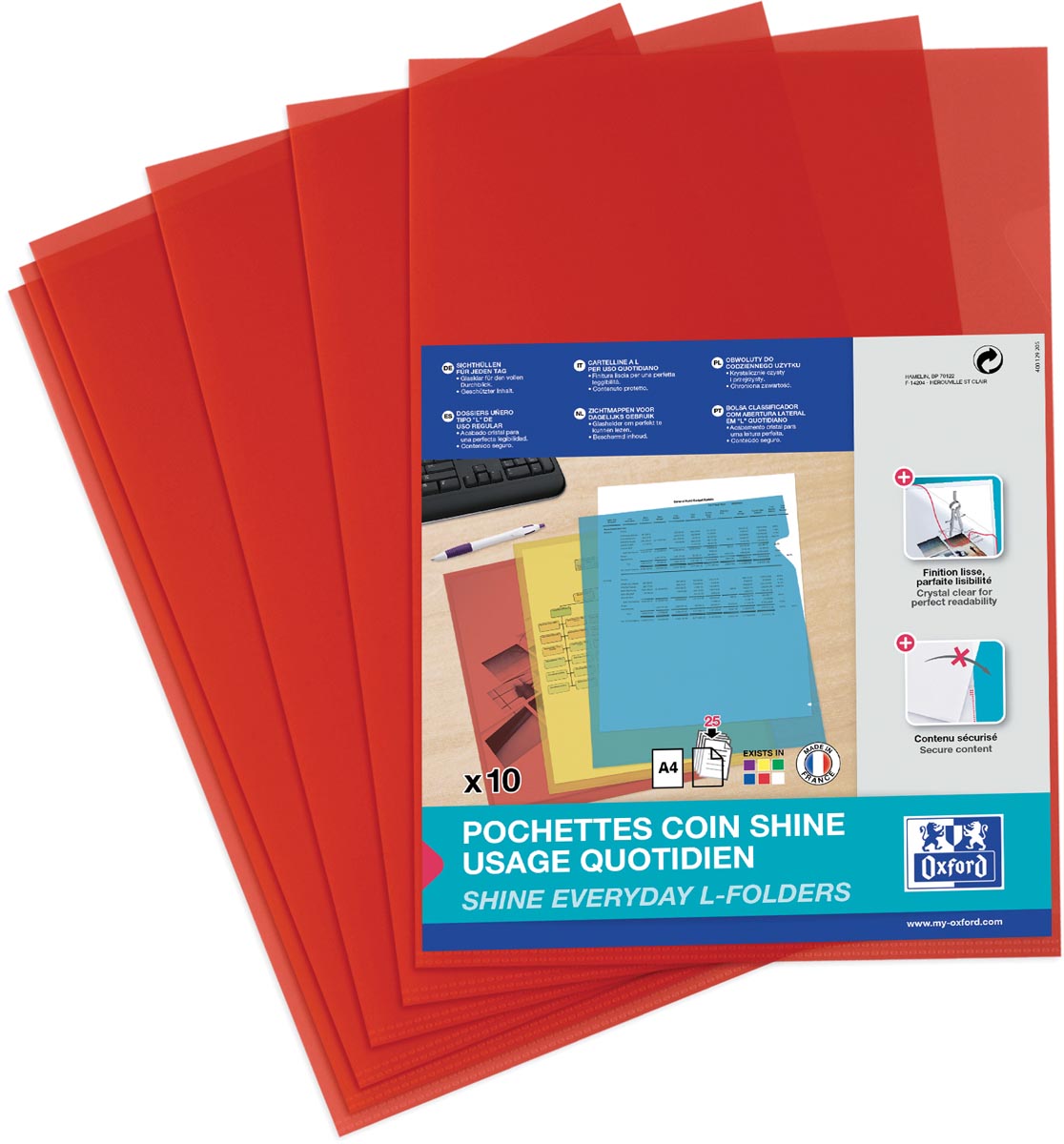 OXFORD Shine L-map, pak van 10 stuks, rood afbeelding