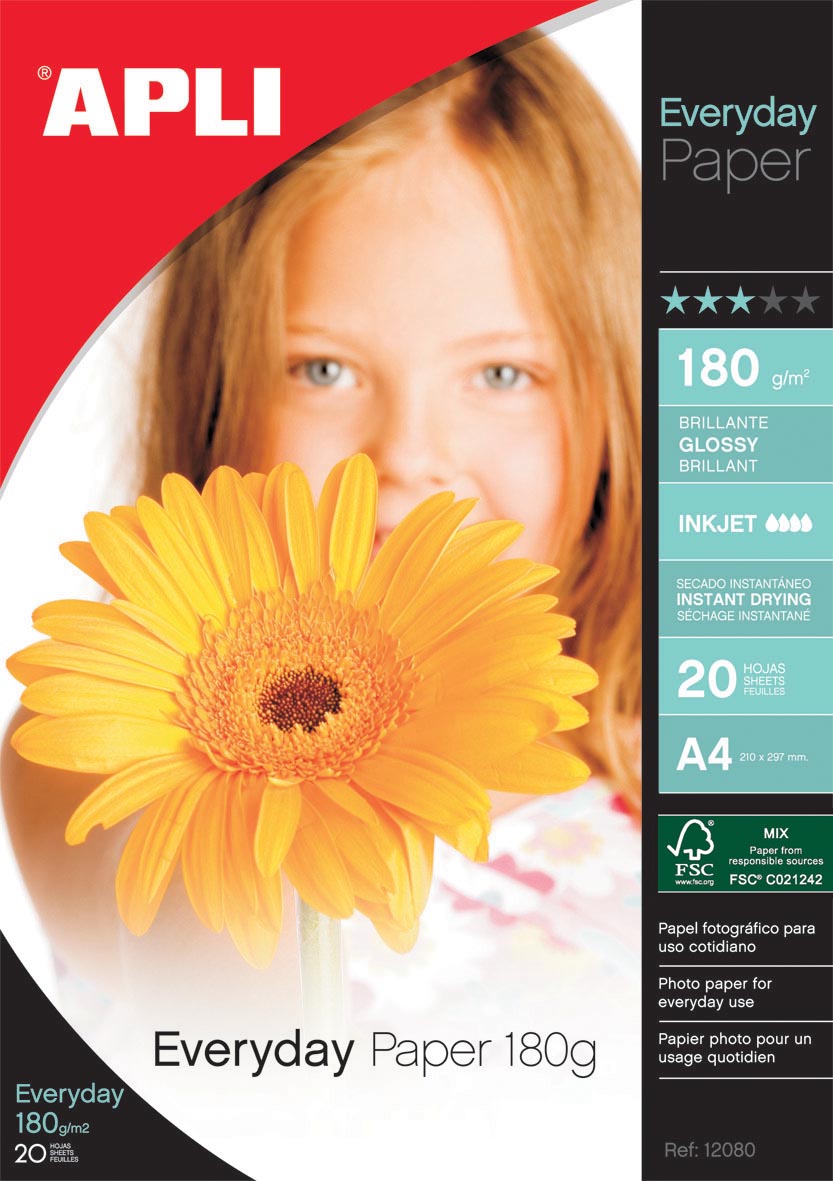 Apli fotopapier Everyday ft A4, 180 g, pak van 20 vel afbeelding