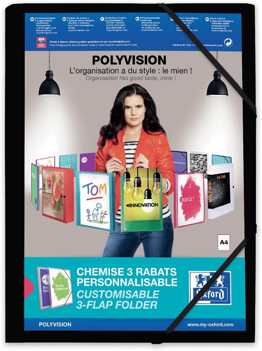 OXFORD Polyvision elastomap, formaat A4, uit PP, zwart afbeelding