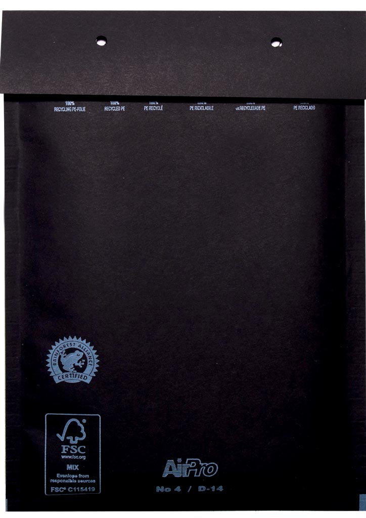 Luchtkussenenveloppen 180x265 mm, doos van 100 stuks, zwart afbeelding