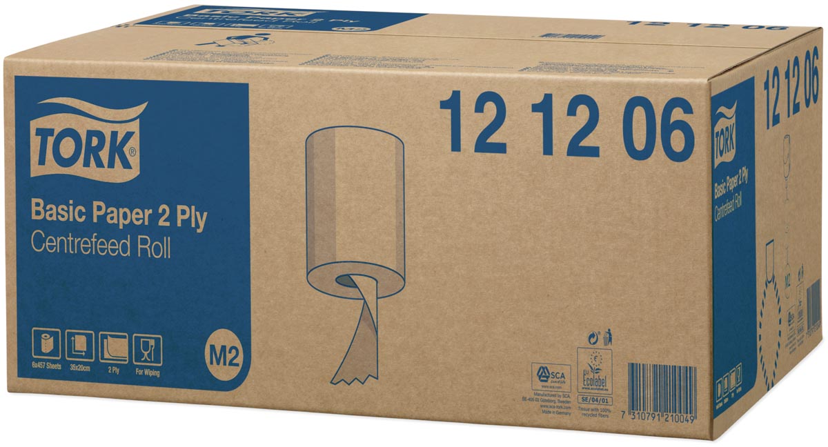 Tork poetspapier Centerfeed, 2-laags, systeem M2, pak van 6 rollen afbeelding