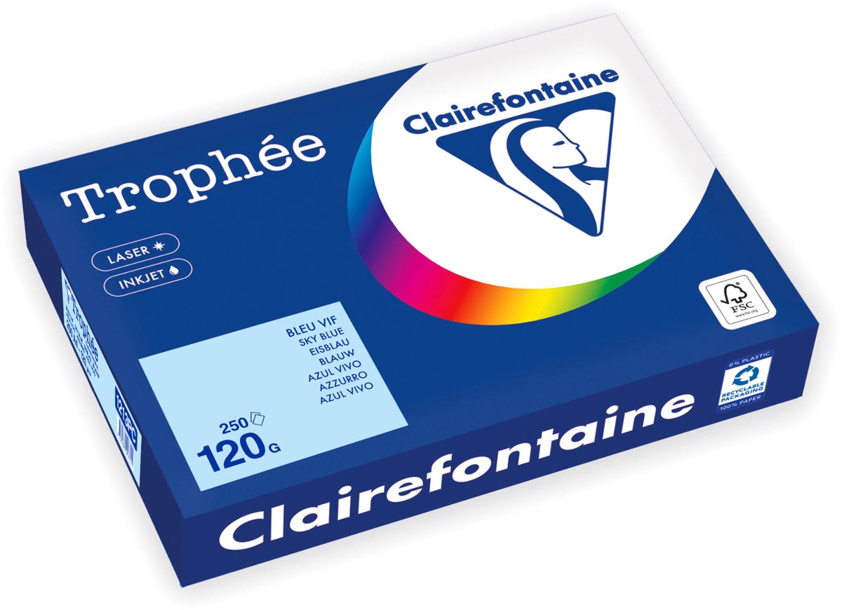 Clairefontaine TrophÃÂ©e Pastel gekleurd papier A4 120 g 250 vel blauw