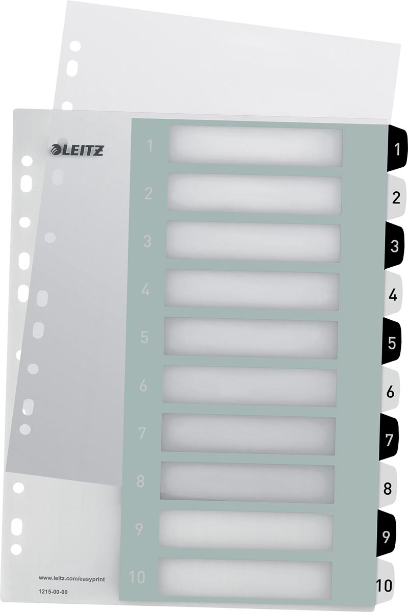 Leitz WOW printbare index, 10 tabs, zwart-wit afbeelding