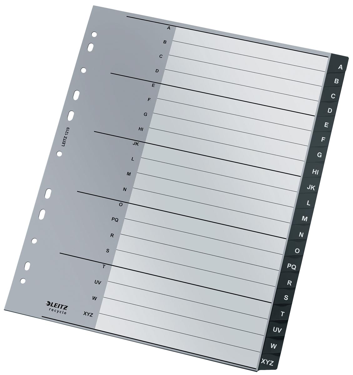 Leitz Recycle tabbladen, ft A4, 11-gaatsperforatie, PP, zwart, A-Z, internationaal afbeelding