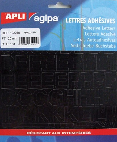 Agipa etiketten cijfers en letters letterhoogte 20 mm, 184 letters bij VindiQ Office