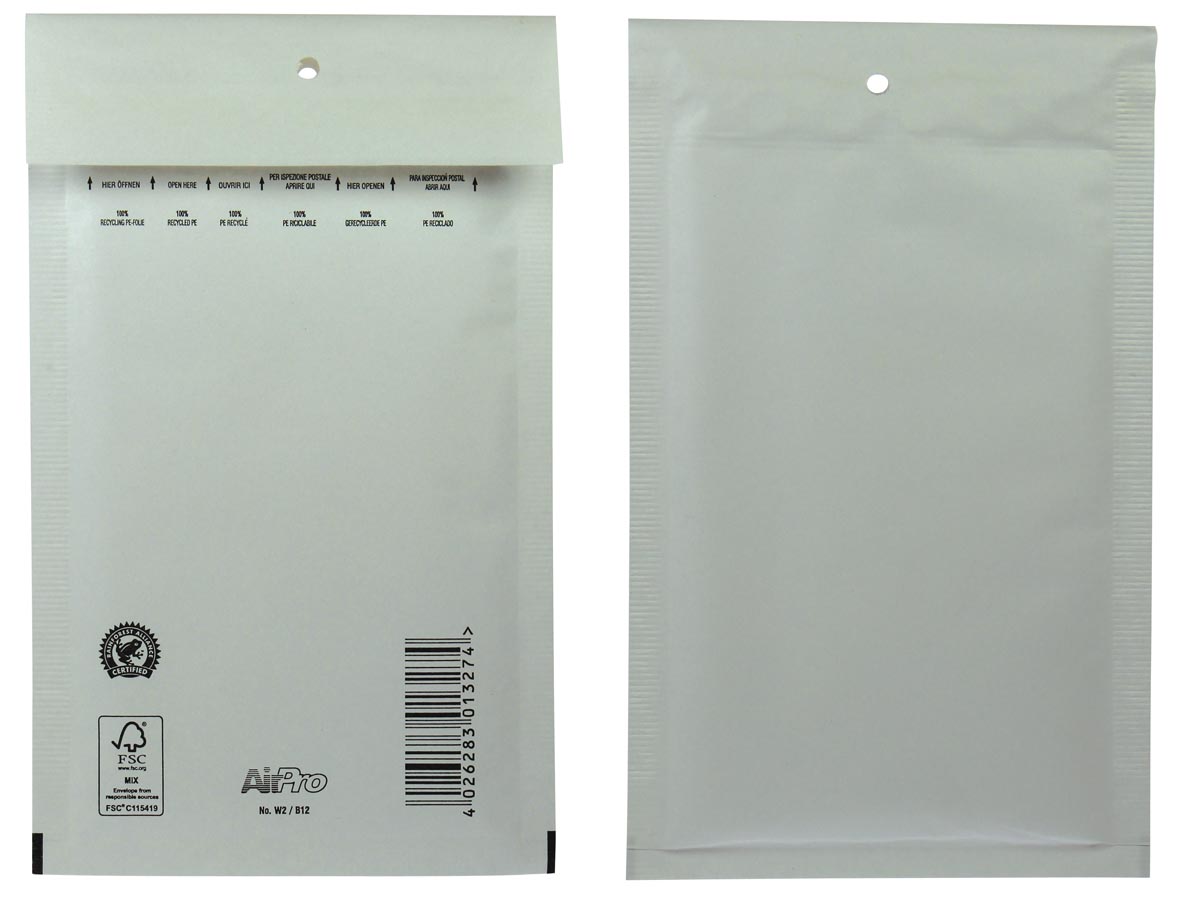Bong AirPro luchtkussenenveloppen, ft 120 x 215 mm, met stripsluiting, doos van 200 stuks, wit
