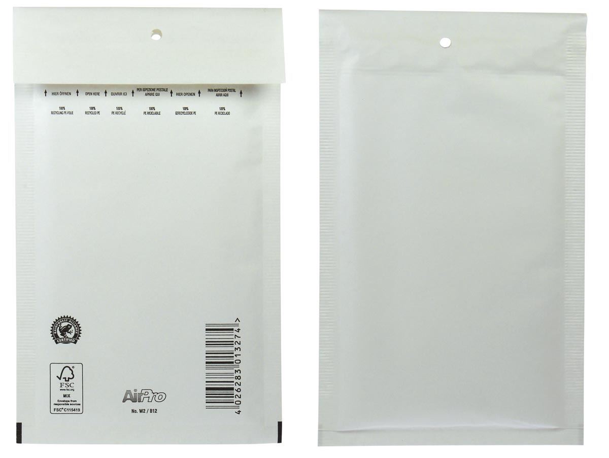 Bong AirPro luchtkussenenveloppen, ft 120 x 215 mm, met stripsluiting, doos van 200 stuks, wit afbeelding