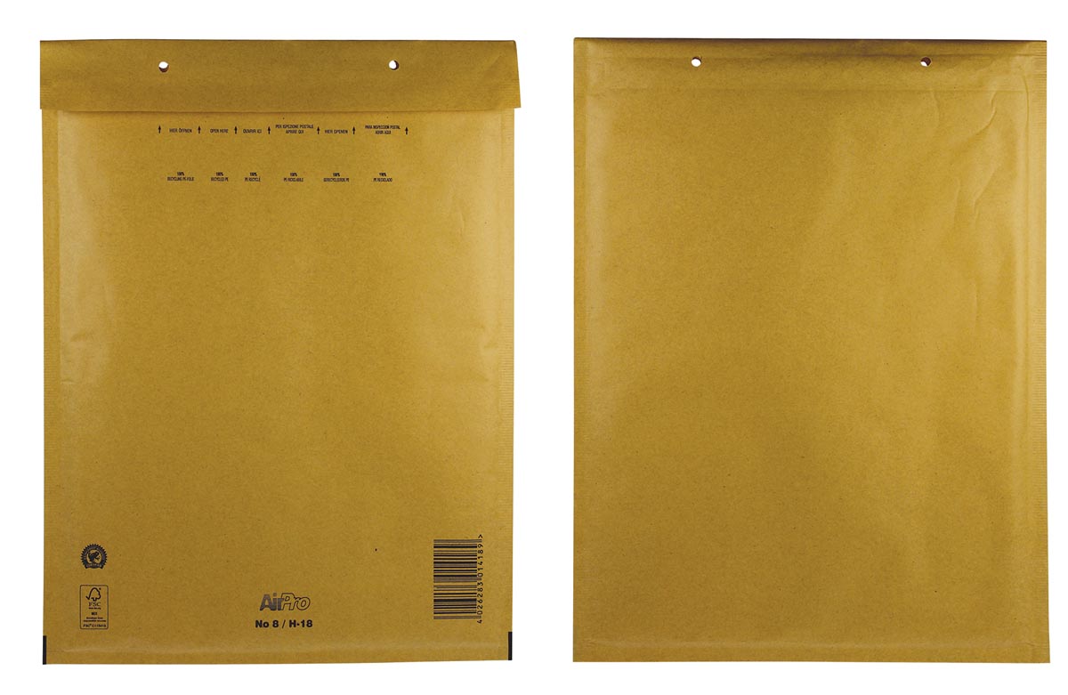 Bong AirPro luchtkussenenveloppen, ft 270 x 360 mm, met stripsluiting, doos van 100 stuks, bruin afbeelding