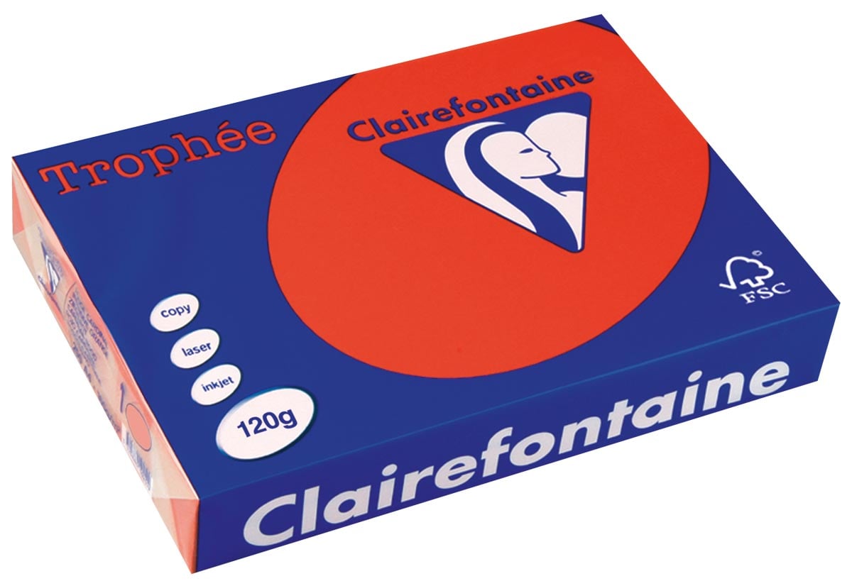 Clairefontaine Trophée Intens gekleurd papier A4 120 g 250 vel koraalrood