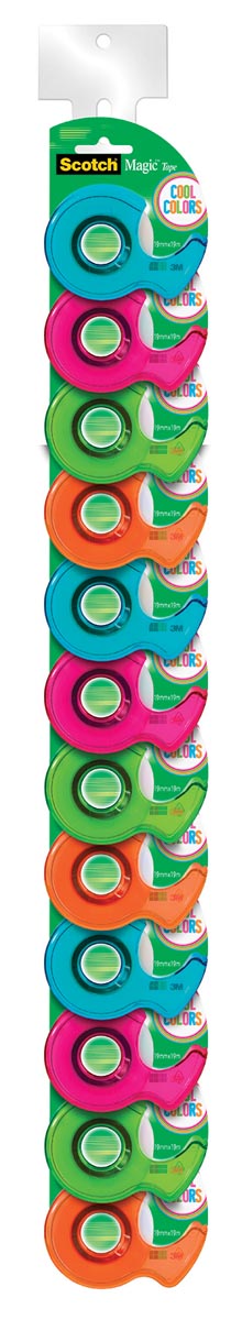 Scotch plakbandafroller Cool Colors, 2 clipstrips met elk 12 afrollers, geassorteerde kleuren Scotch plakbandafroller Cool Colors, 2 clipstrips met elk 12 afrollers, geassorteerde kleuren