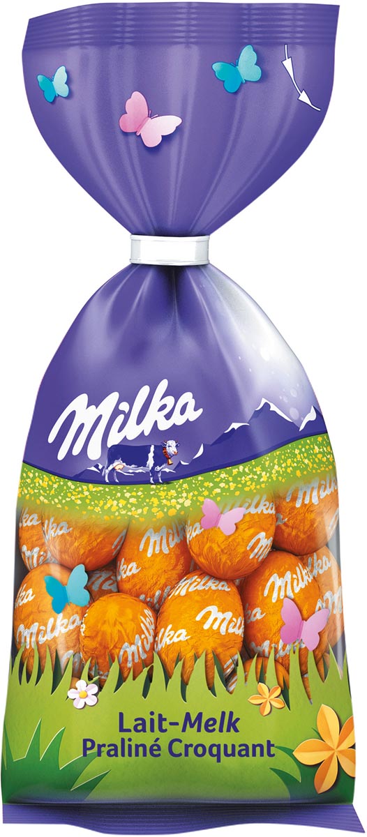 Milka zakje met eitjes, melk praline krokant, 100 gr