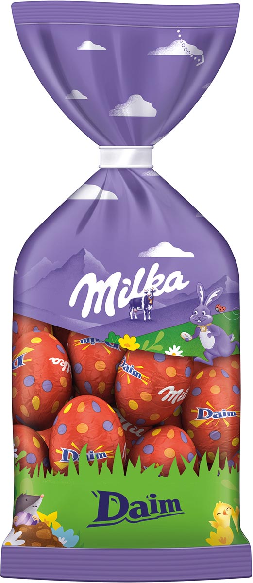 Milka zakje met eitjes, Daim, 100 gr Milka zakje met eitjes, Daim, 100 gr