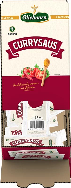 Oliehoorn Currysaus, doos van 150 zakjes van 15 ml afbeelding
