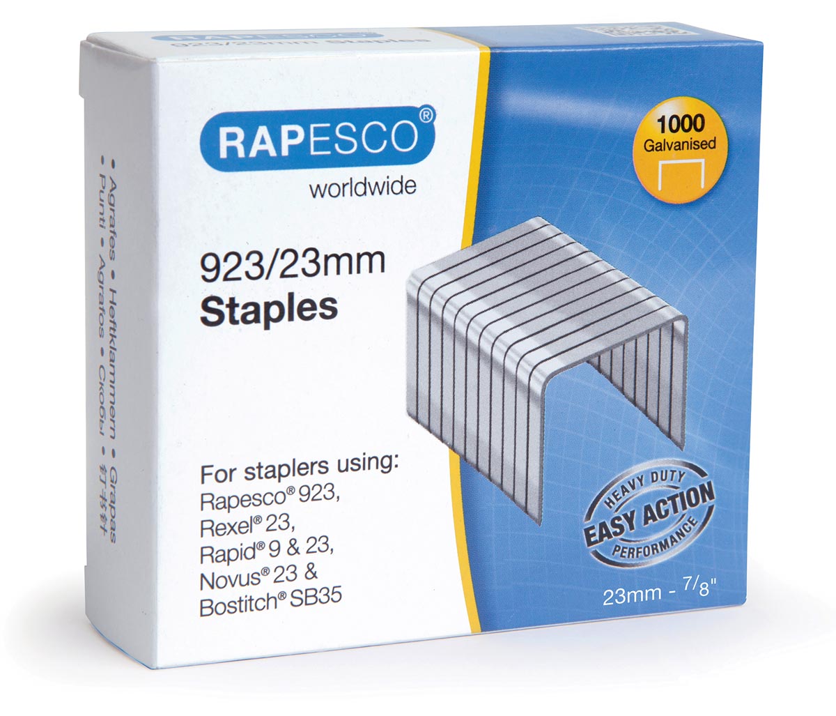 Rapesco nietjes 923/23 mm (type 23), verzinkt, doosje met 1000 nietjes