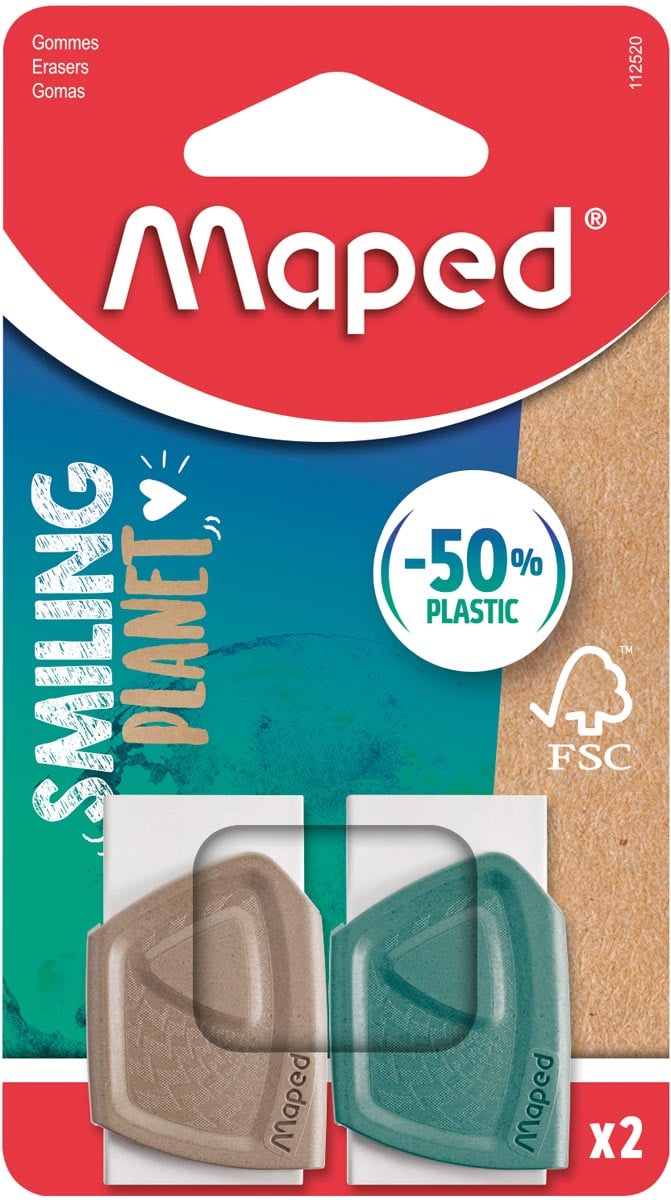 Maped Smiling Planet gum, 2 stuks Maped Smiling Planet gum, 2 stuks