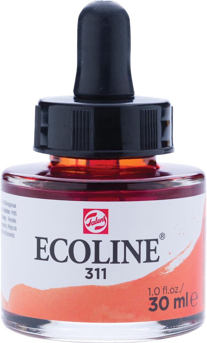 Talens Ecoline waterverf flacon van 30 ml, vermiljoen
