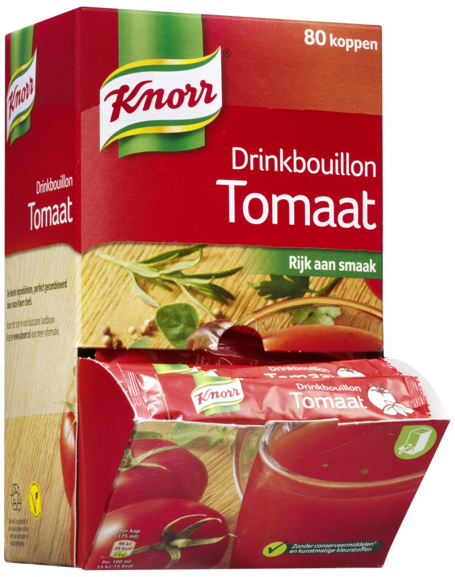Knorr drinkbouillon tomaat, 175 ml, doos van 80 stuks