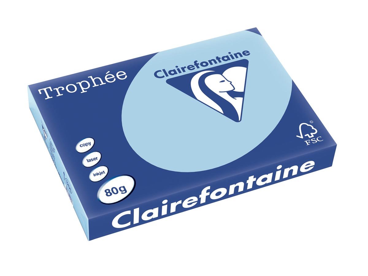 Clairefontaine Trophée Pastel, gekleurd papier, A3, 80 g, 500 vel, blauw afbeelding