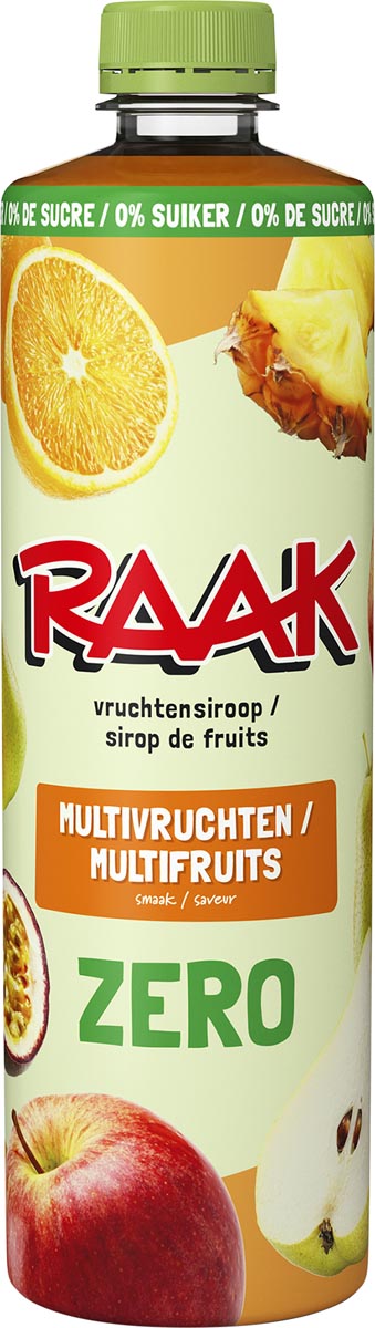 Raak siroop multivruchten Zero Sugar, fles van 75 cl