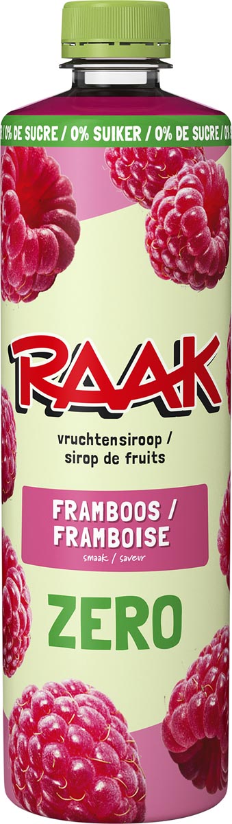 Raak siroop framboos Zero Sugar, fles van 75 cl