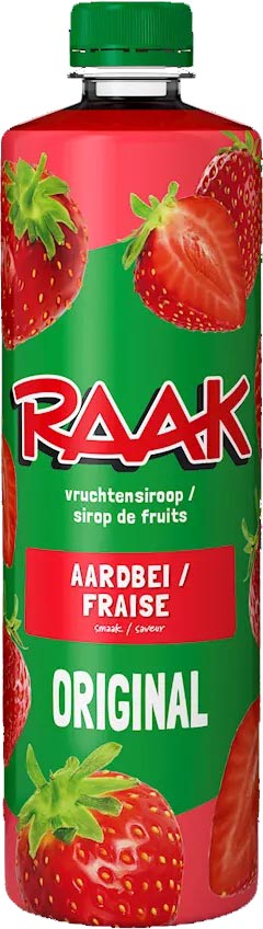 Raak siroop aardbei, fles van 75 cl